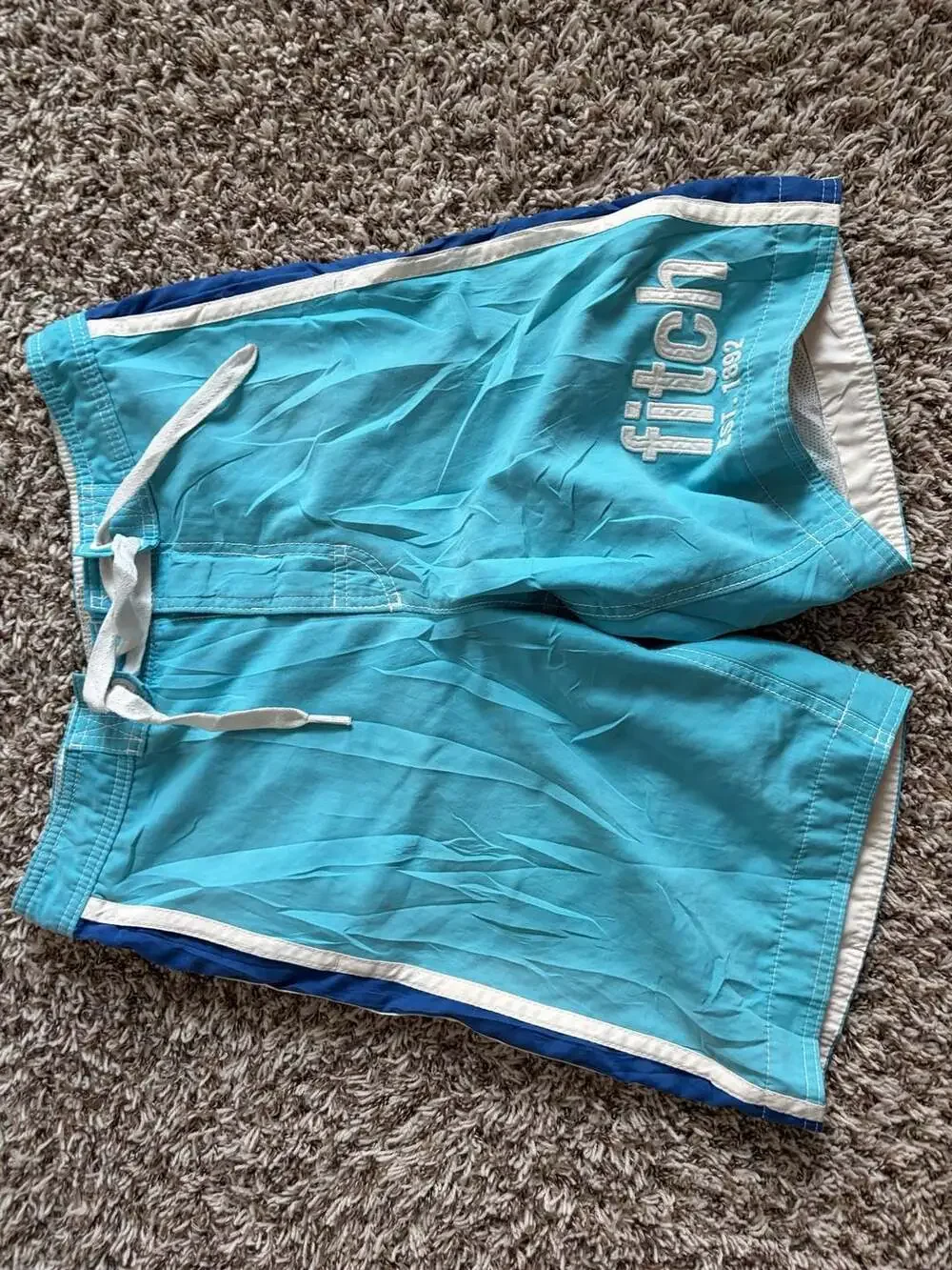 Abercrombie Kids Boy's Blue Striped Board Swim Trunks